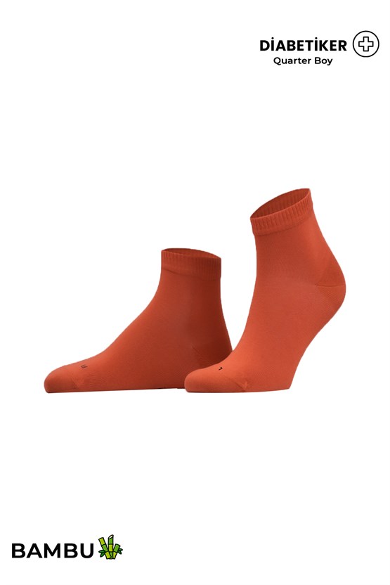 Unisex Diyabetik Bambu Kısa Konç Çorap Pas Kırmızı