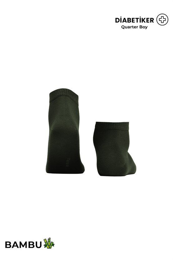 Unisex Diyabetik Bambu Kısa Konç Çorap Haki