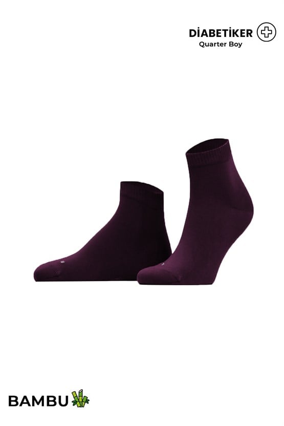 Unisex Diyabetik Bambu Kısa Konç Çorap Mor