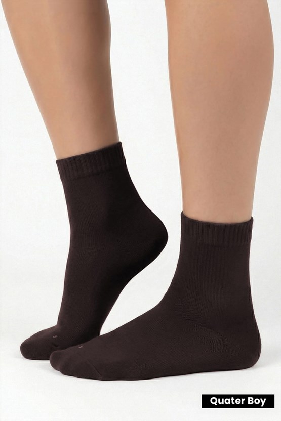 Unisex Diyabetik Bambu Kısa Konç Çorap Kahverengi