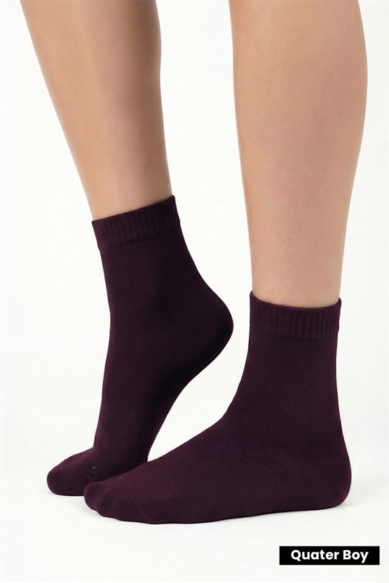 Unisex Diyabetik Bambu Kısa Konç Çorap Mor