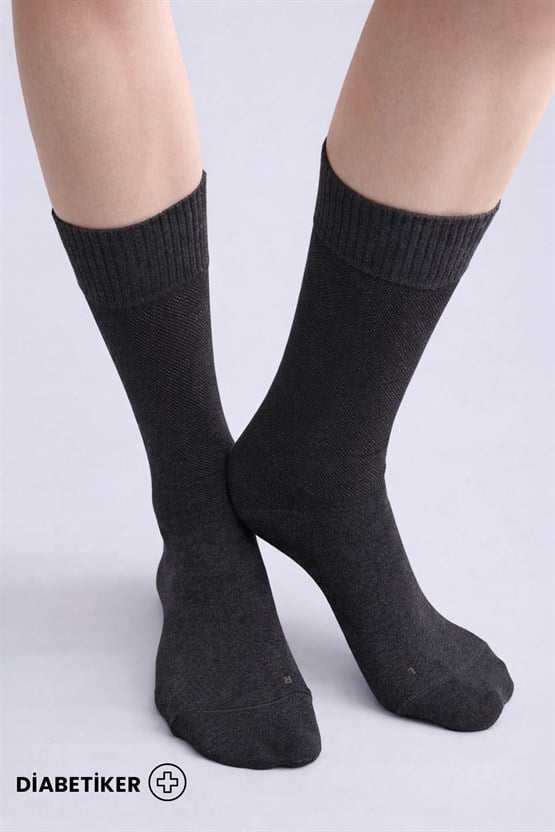 Unisex Diyabetik Bambu Soket Çorap Antrasit