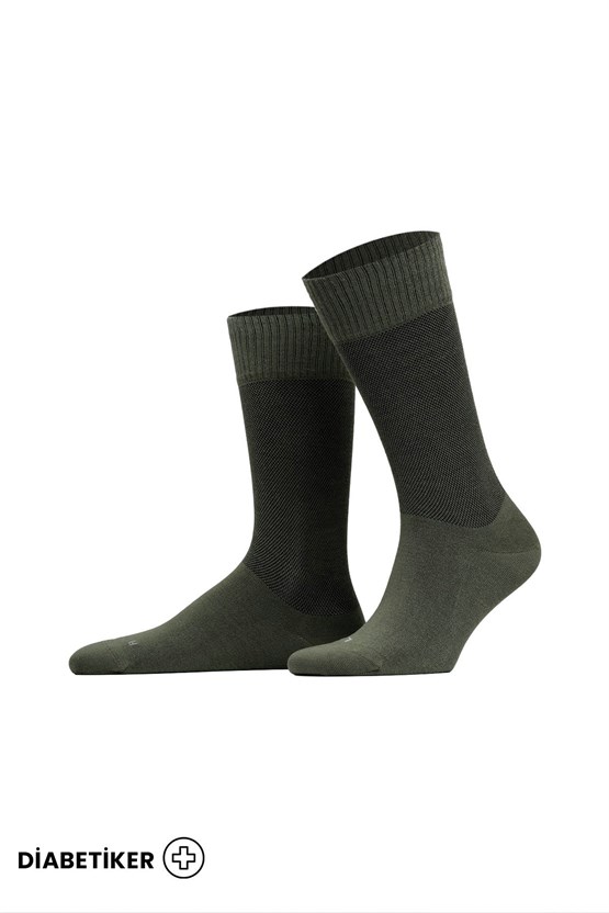 Unisex Diyabetik Bambu Soket Çorap Koyu Haki