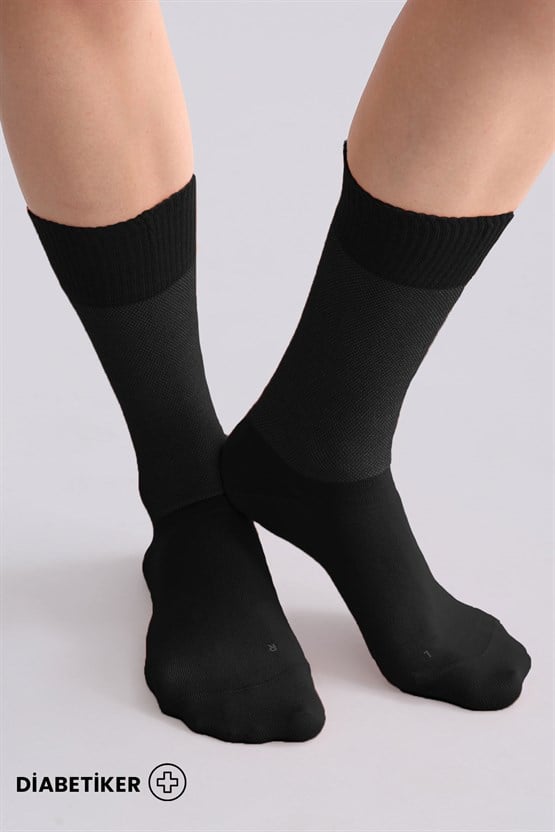 Unisex Diyabetik Bambu Soket Çorap Siyah