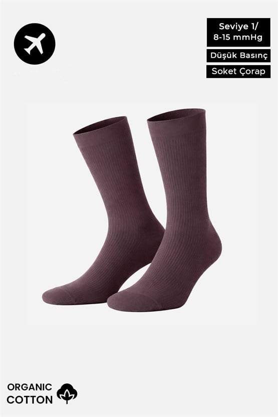 Unisex Organik Pamuk Özel Sıkılaştırıcı Teknolojiyle Uçuş ve Pilot Soket Çorap Lavender
