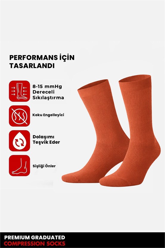 Unisex Organik Pamuk Özel Sıkılaştırıcı Teknolojiyle Uçuş ve Pilot Soket Çorap Pas Kırmızısı