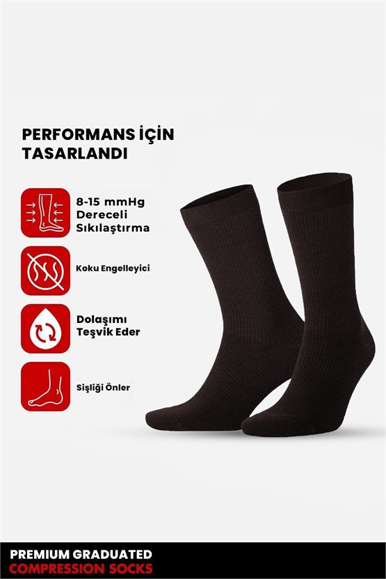 Unisex Organik Pamuk Özel Sıkılaştırıcı Teknolojiyle Uçuş ve Pilot Soket Çorap Kahverengi