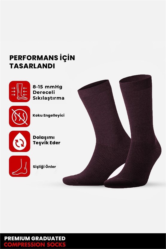 Unisex Organik Pamuk Özel Sıkılaştırıcı Teknolojiyle Uçuş ve Pilot Soket Çorap Mor