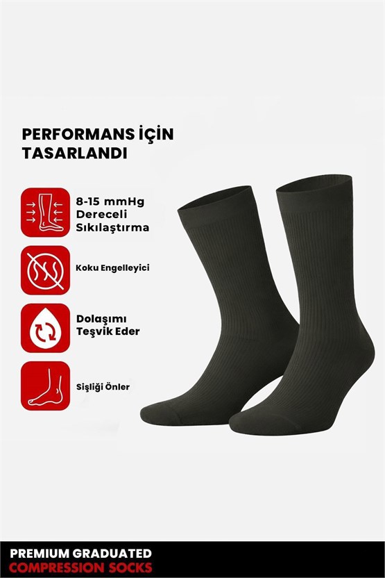 Unisex Organik Pamuk Özel Sıkılaştırıcı Teknolojiyle Uçuş ve Pilot Soket Çorap Koyu Haki