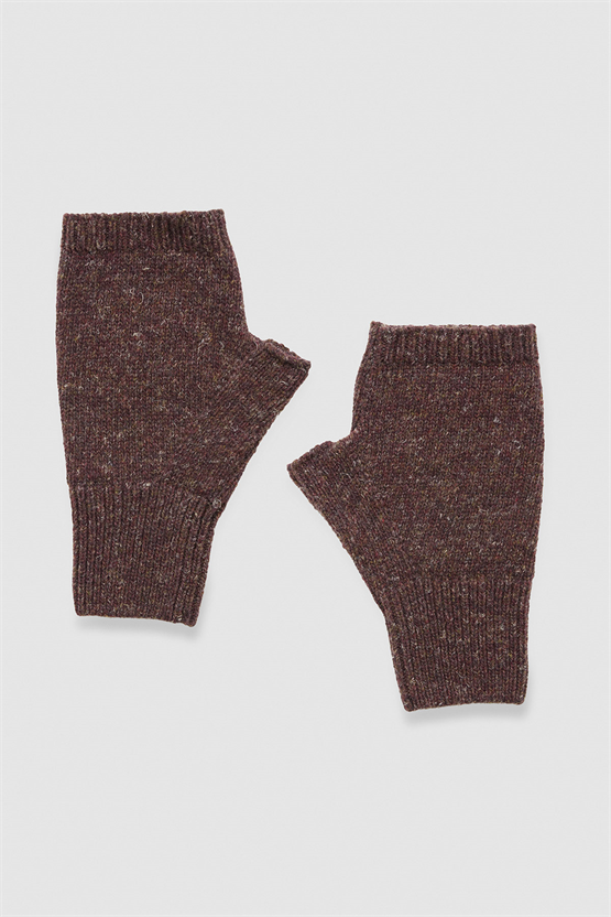 Unisex Yün Bere Eldiven Takımı - Milda Kahverengi
