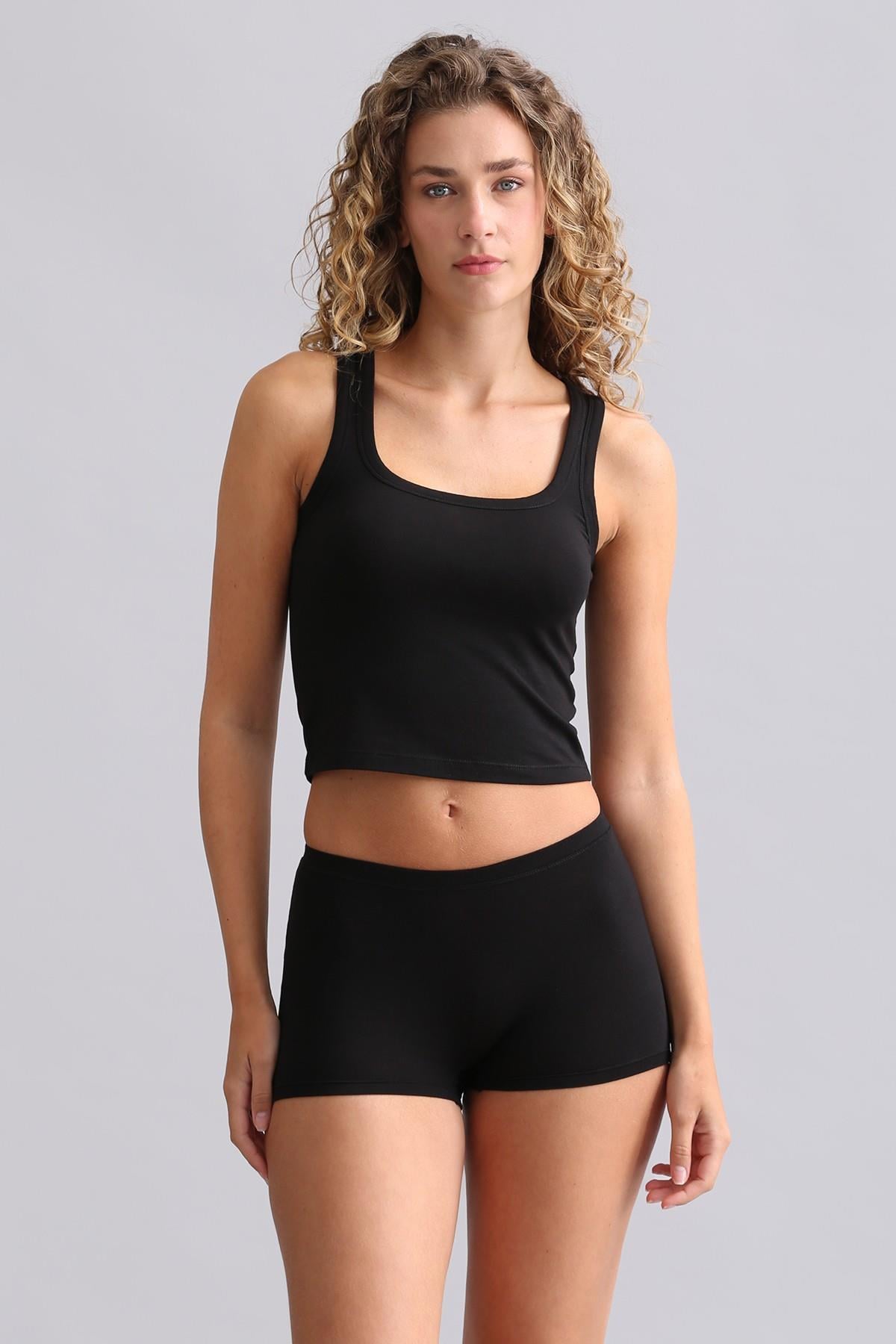 Modal Crop T-Shirt Siyah | Mısırlı