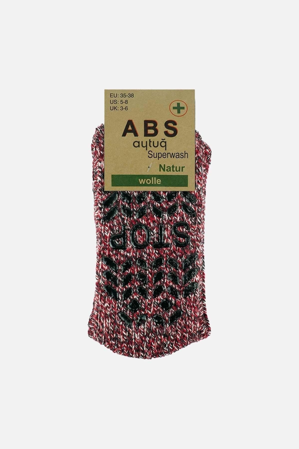 Aytuğ Erkek Merino Yünü Cold Blocker Kışlık Kaydırmaz Tabanlı Soket Çorap Kırmızı