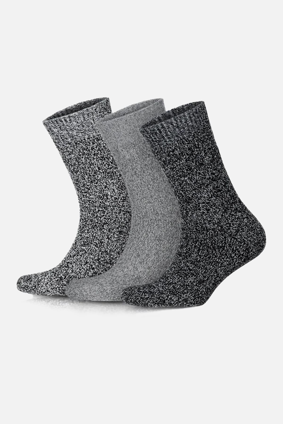 Aytuğ Erkek Norweger Merino Yünü Kışlık 3lü Renkli Soket Bot Çorabı Çok Renkli