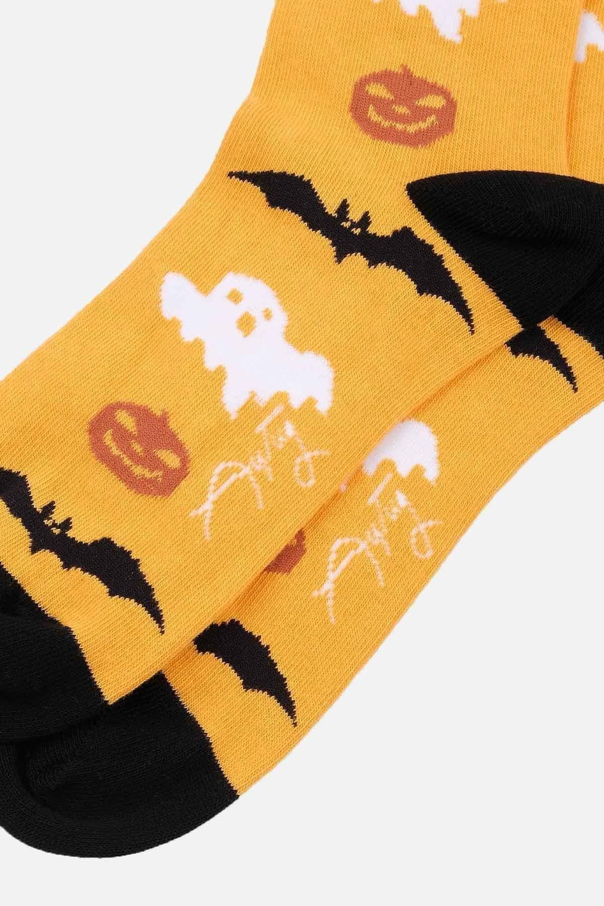 Aytuğ Erkek Pamuklu Halloween Temalı Soket Çorap Sarı