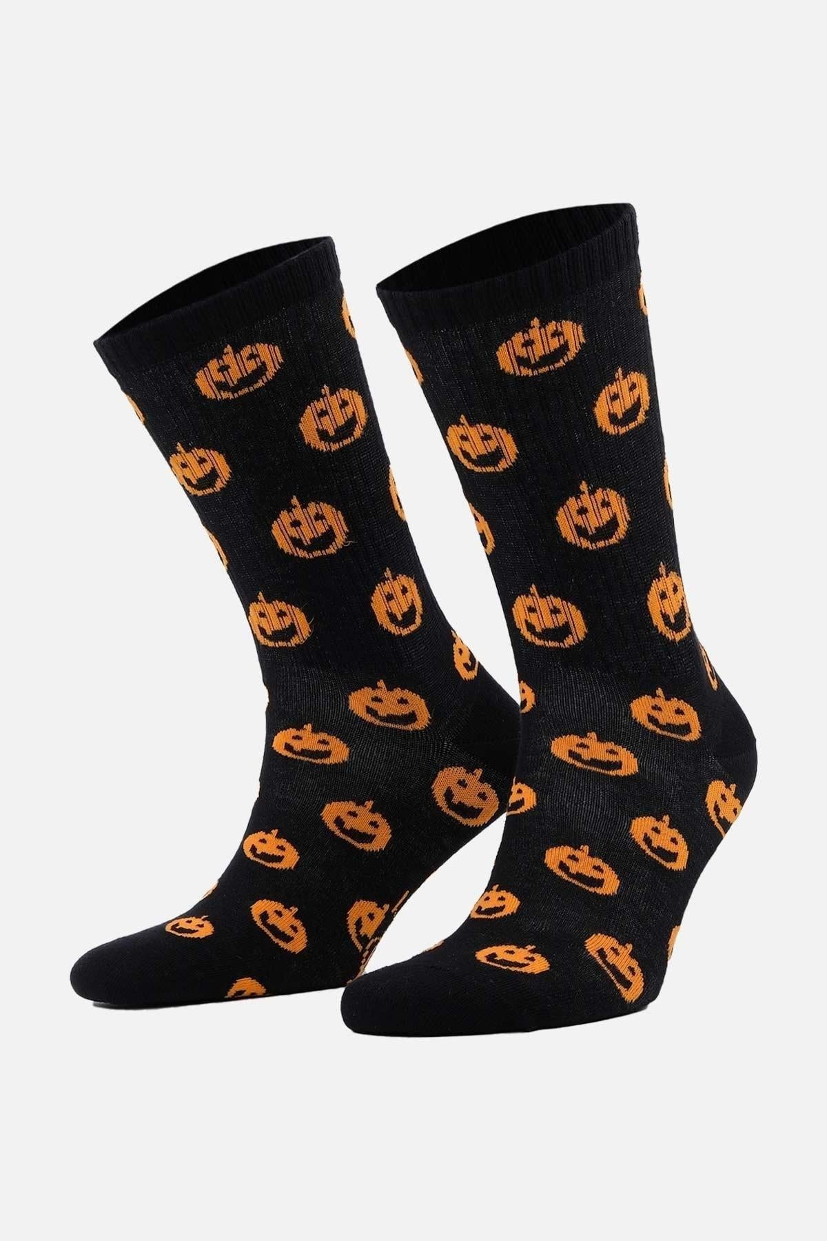 Aytuğ Erkek Pamuklu Halloween Temalı Soket Çorap Siyah
