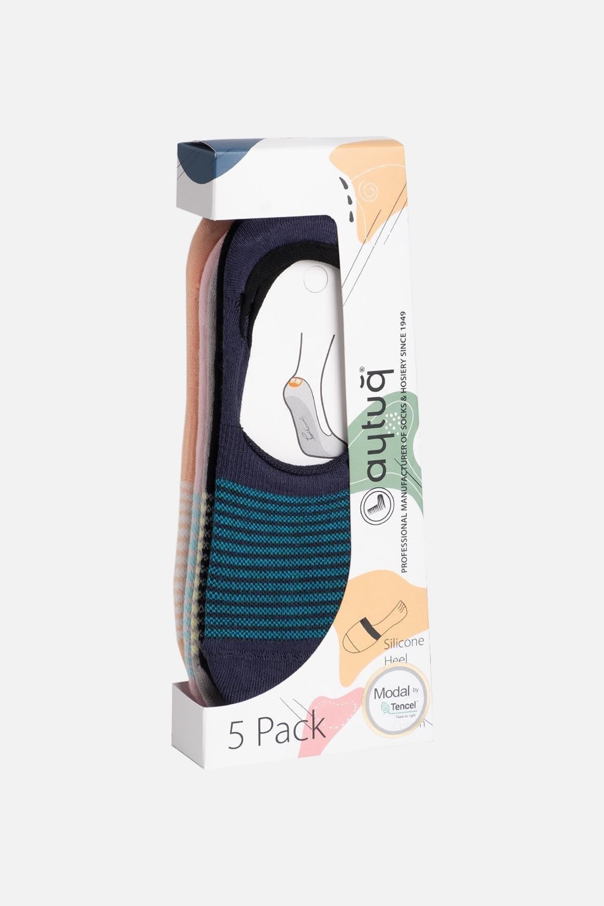 Aytuğ Kadın Modal 5 Çift Özel Kutulu Babet Çorap Çok Renkli