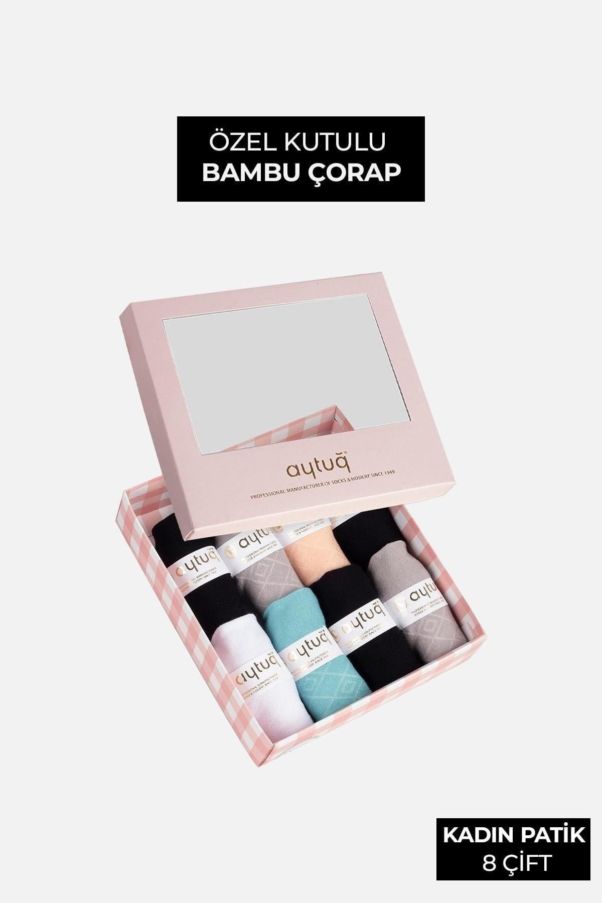 Aytuğ Kadın Modal 8 Çift Özel Kutulu Patik Çorap Çok Renkli