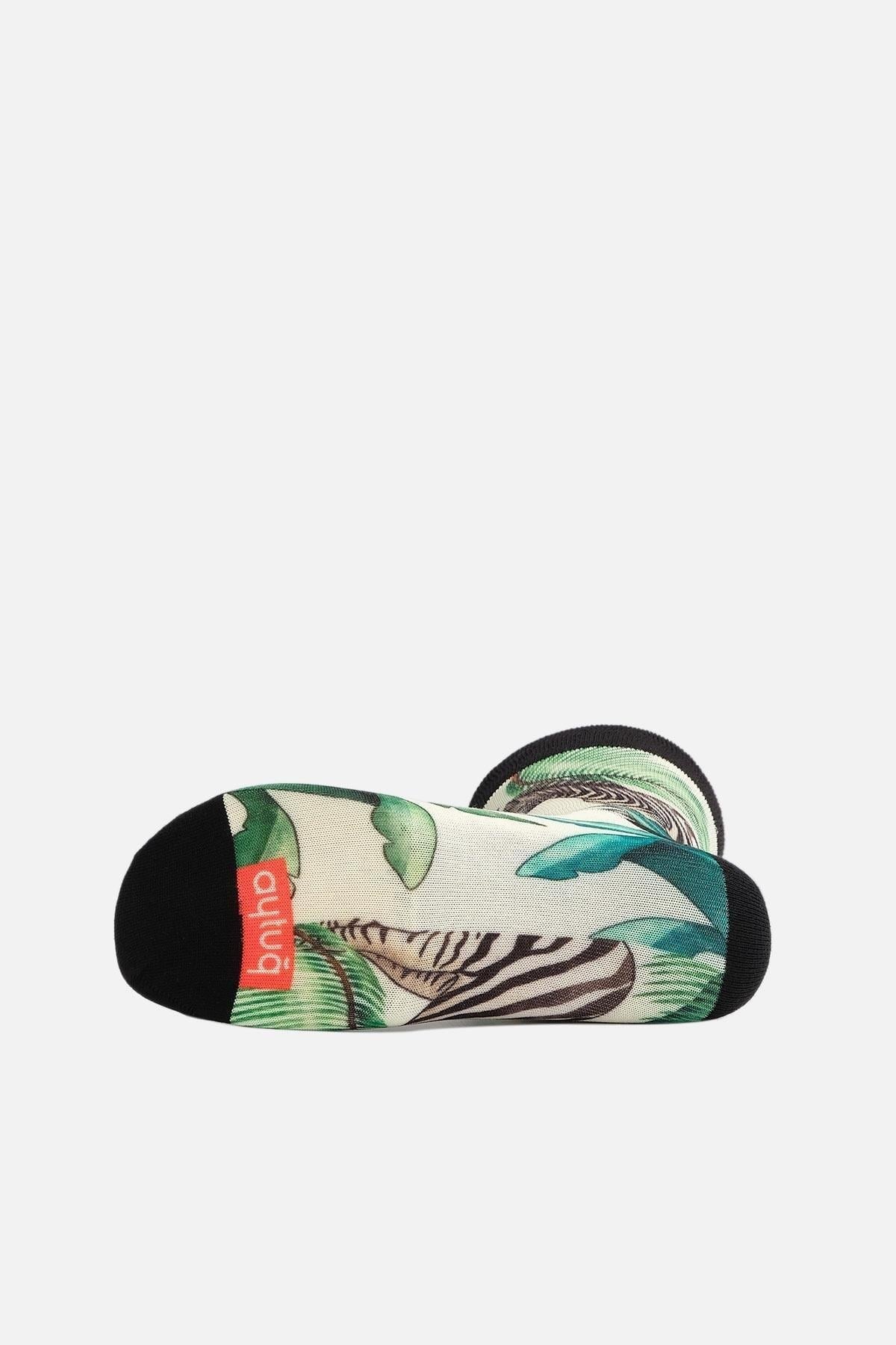 Aytuğ Unisex Pamuklu Zebra Desenli Eğlenceli Soket Çorabı Zebra Desenli