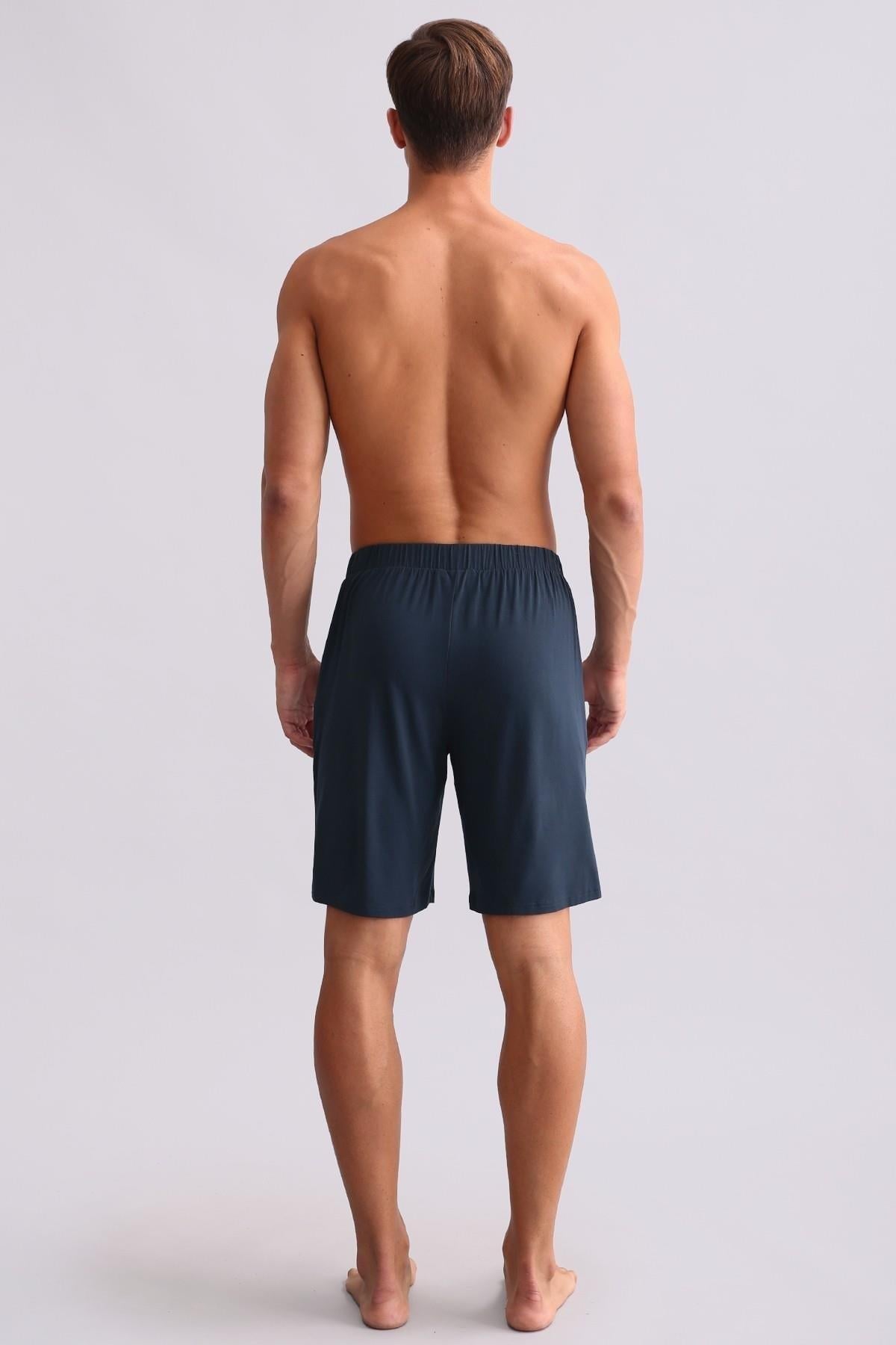 Erkek Modal Şort Pijama Gece Mavisi