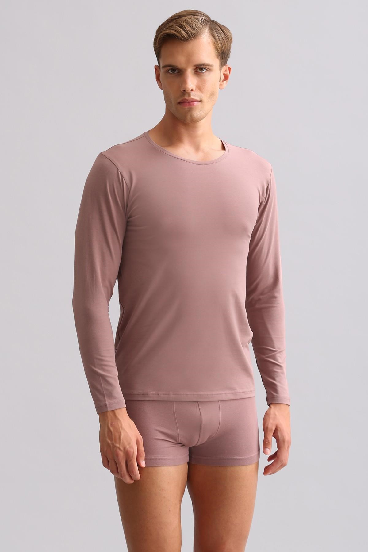 Erkek Modal by TENCEL HERCULES Slim Fit Bisiklet Yaka Uzun Kollu Fanila Lavender