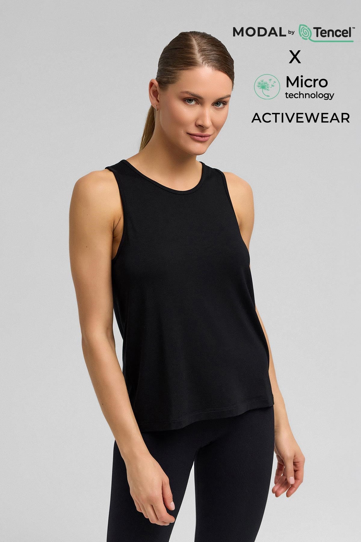 Kadın Activewear Valentina Modal by Tencel Sporcu Atlet Siyah