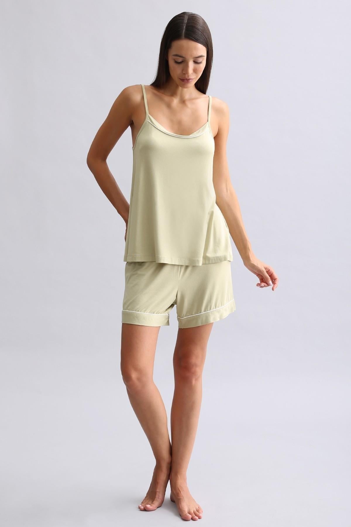 Kadın Modal İnce Askılı Pijama Üst Adaçayı Yeşili