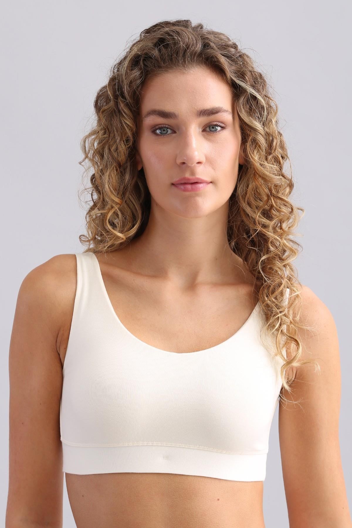 Kadın Modal by TENCEL MEGAN Crop Ekru