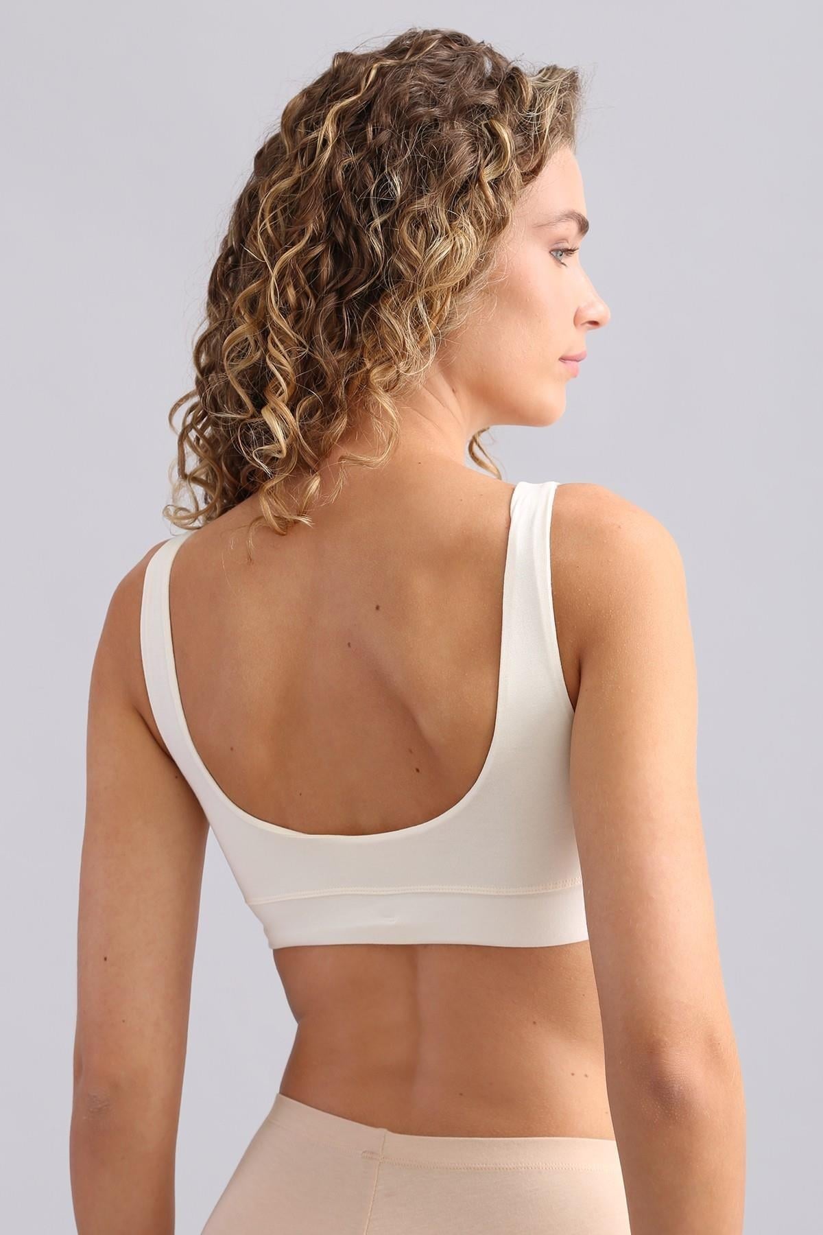 Kadın Modal by TENCEL MEGAN Crop Ekru