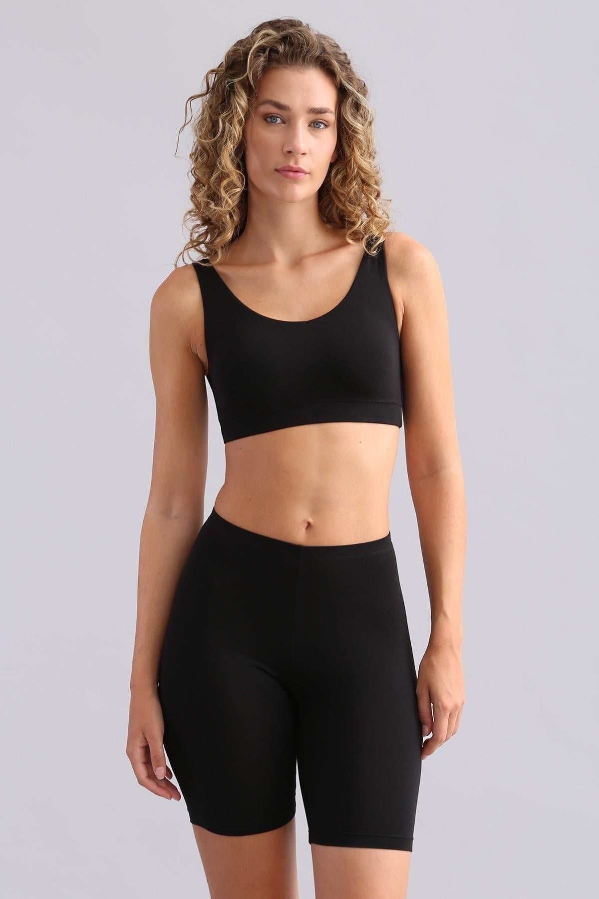 Kadın Modal by TENCEL MEGAN Crop Siyah