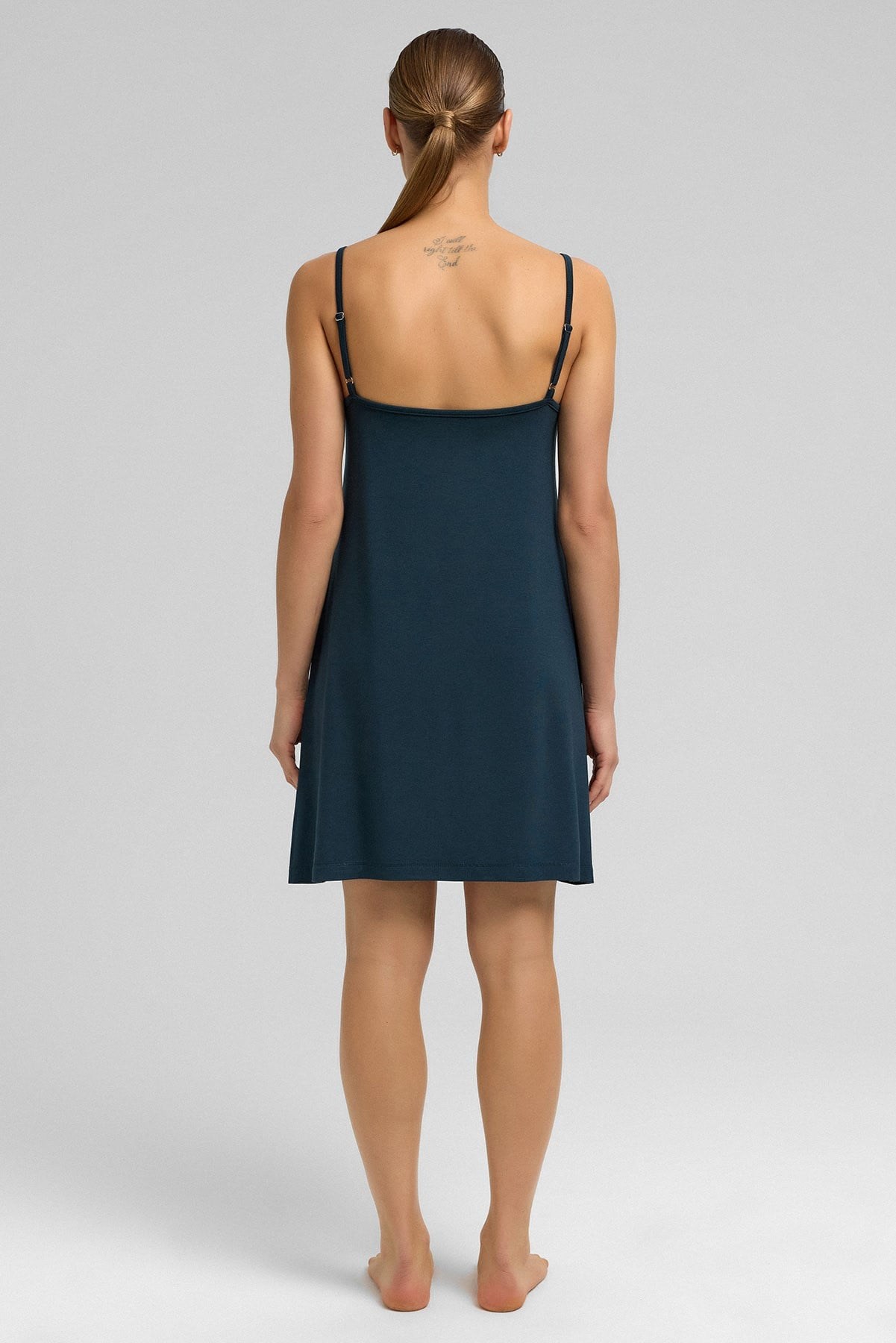 Kadın Örme İp Askılı Gecelik Antrasit