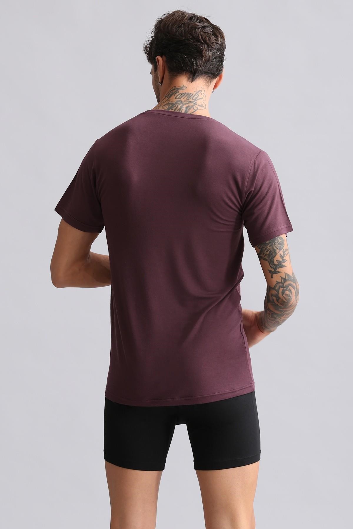 Mısırlı BAMBU HERCULES Slim Fit Bisiklet Yaka Fanila / T-Shirt Mor
