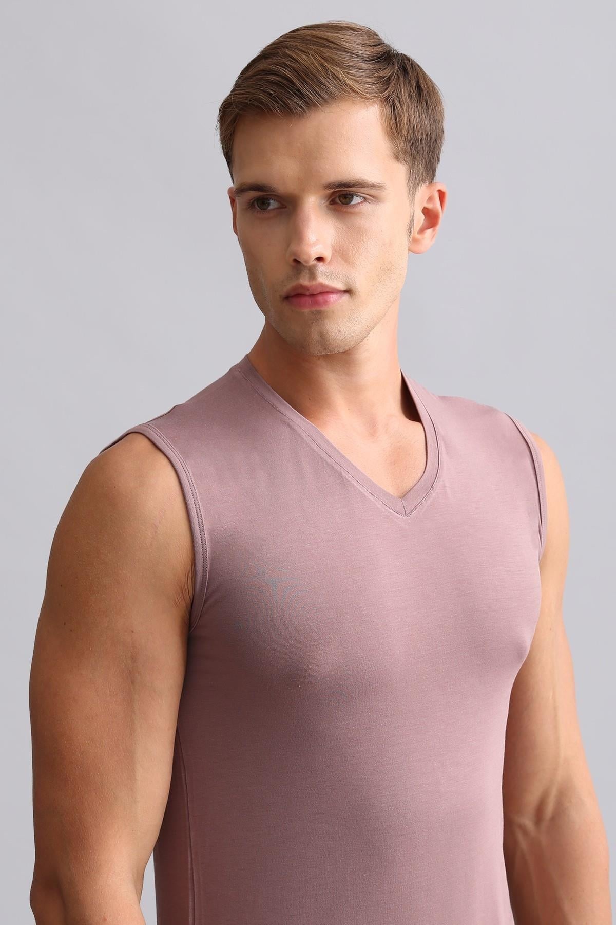Mısırlı BAMBU HERCULES Slim Fit V Yaka Sporcu Atlet / T-Shirt Lavender