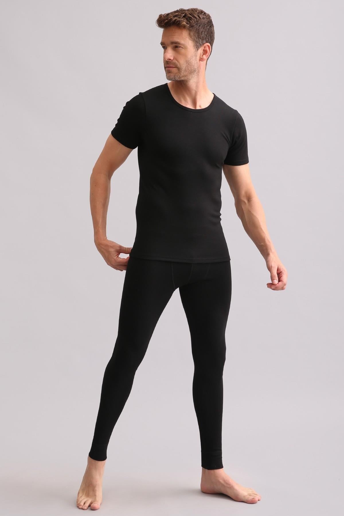 Mısırlı BAMBU TERMAL Bisiklet Yaka Fanila / T-Shirt Siyah