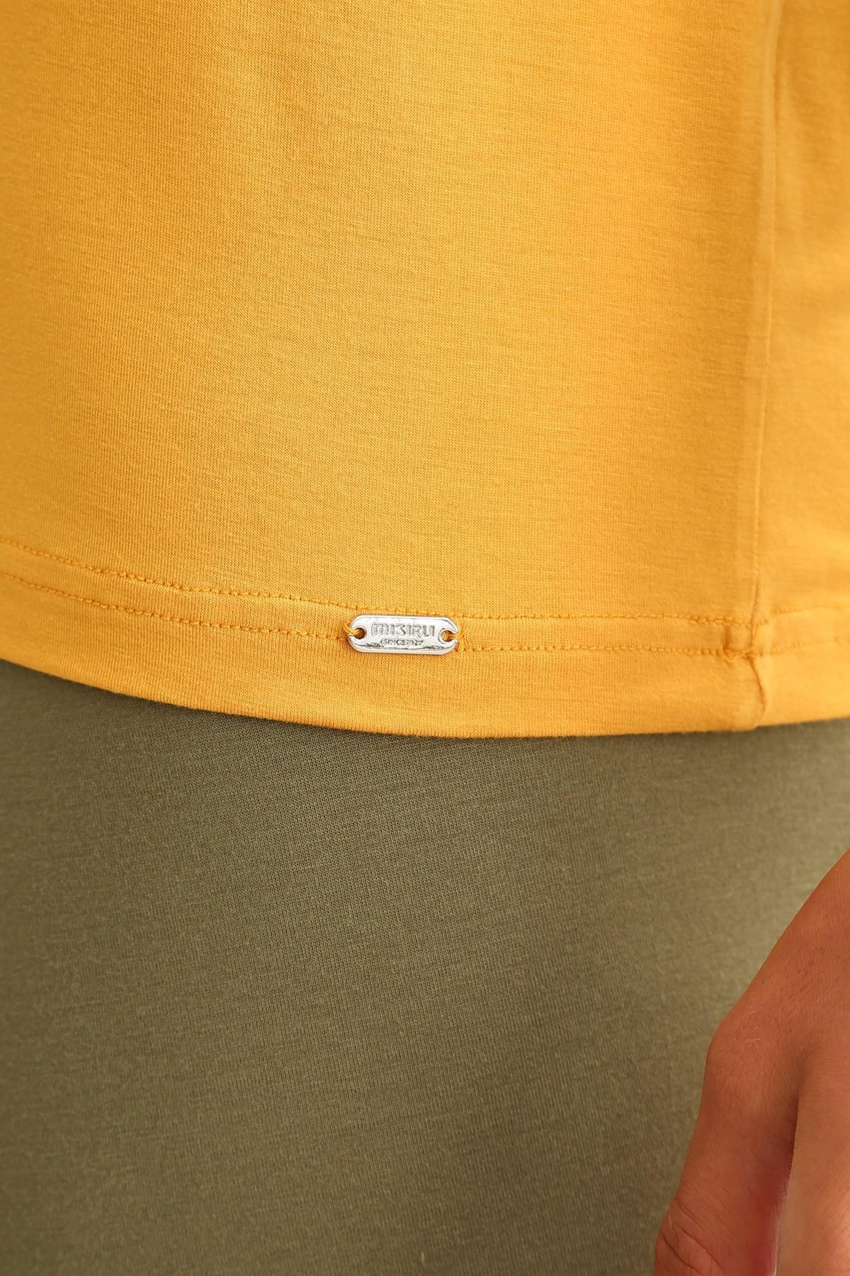 Mısırlı BAMBU ZEUS LUXURY Regular Fit Bisiklet Yaka Sporcu Atlet / T-Shirt Hardal