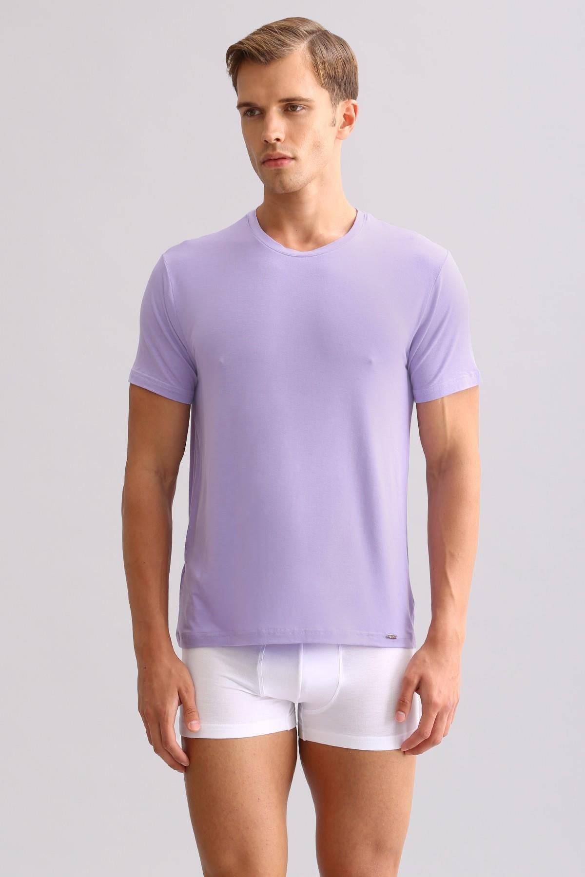 Mısırlı BAMBU ZEUS LUXURY Regular Fit Bisiklet Yaka Fanila / T-Shirt Mor