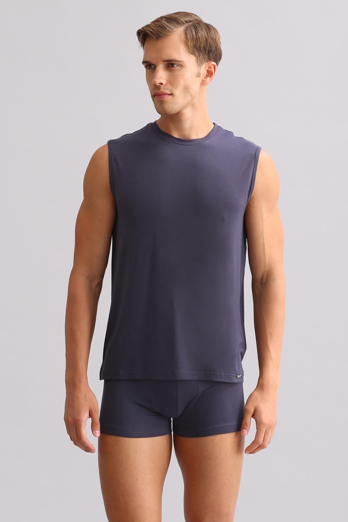 Mısırlı BAMBU ZEUS LUXURY Regular Fit Bisiklet Yaka Sporcu Atlet / T-Shirt Antrasit