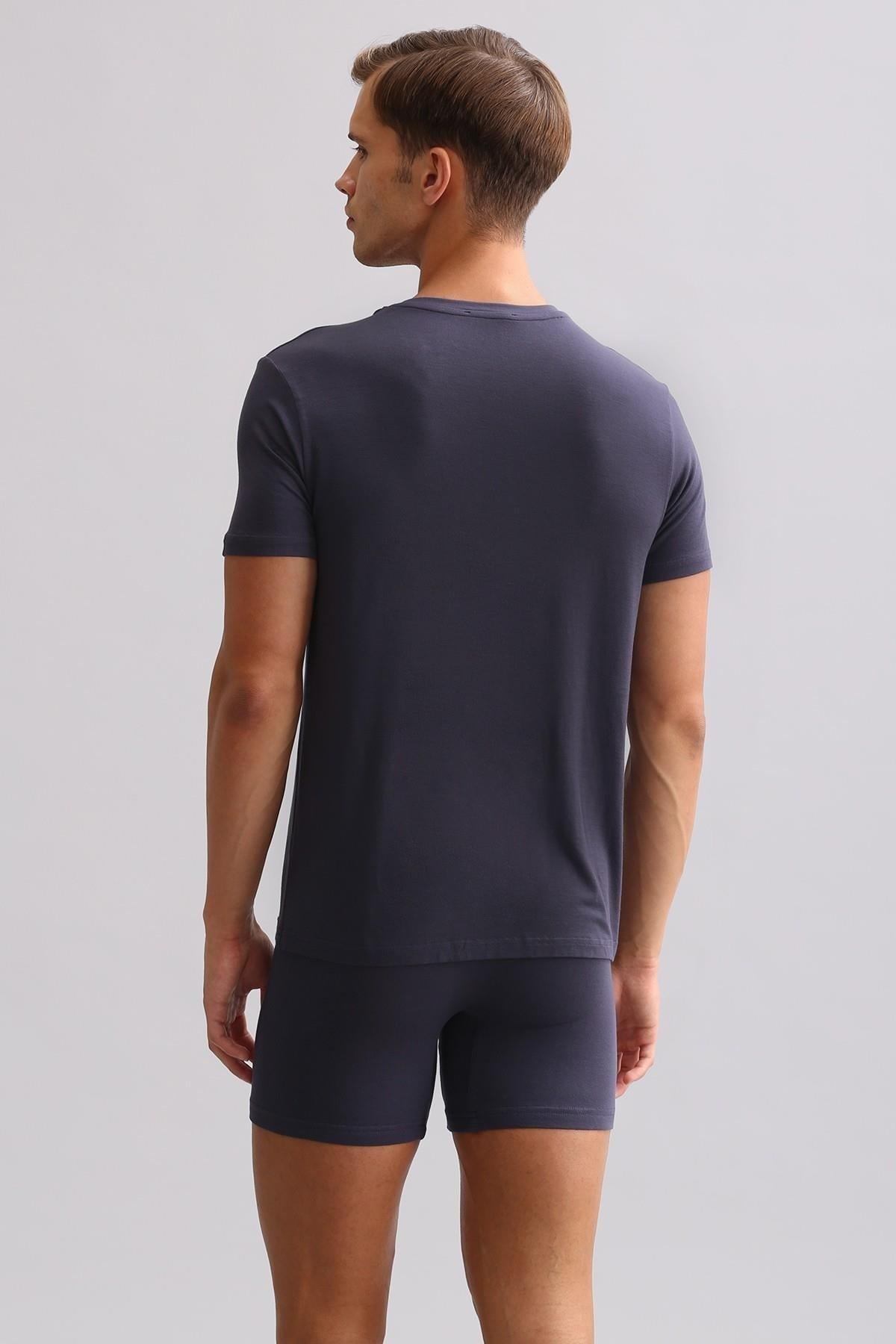 Mısırlı BAMBU ZEUS LUXURY Regular Fit V Yaka Fanila / T-Shirt Antrasit