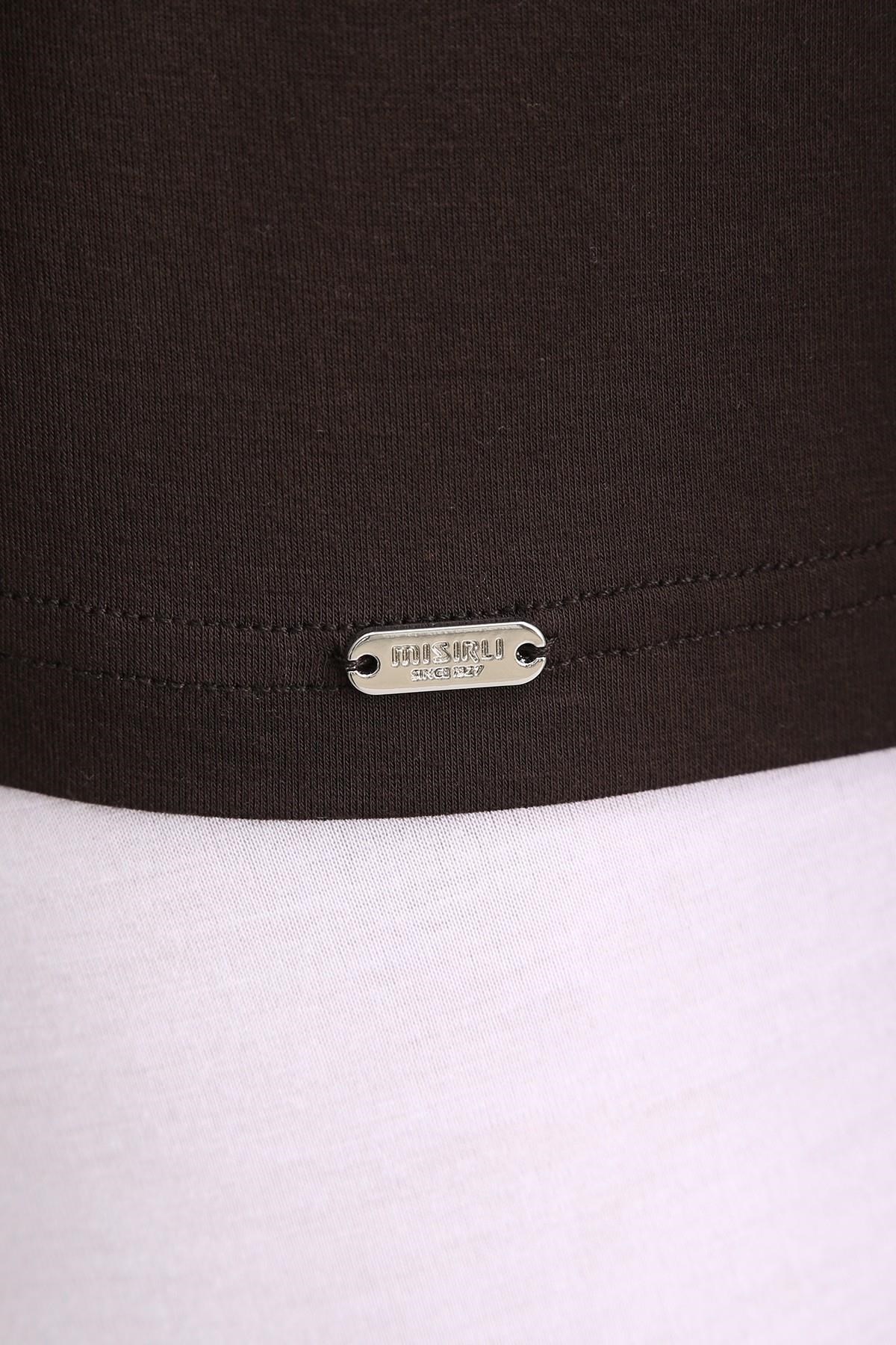 Mısırlı BAMBU ZEUS LUXURY Regular Fit V Yaka Sporcu Atlet / T-Shirt Kahverengi