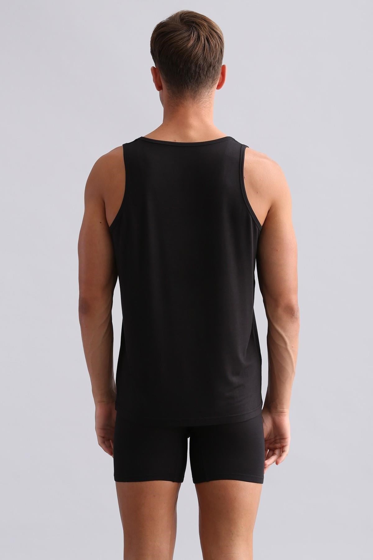 Mısırlı BAMBU ZEUS Regular Fit Basic Atlet / T-Shirt Siyah