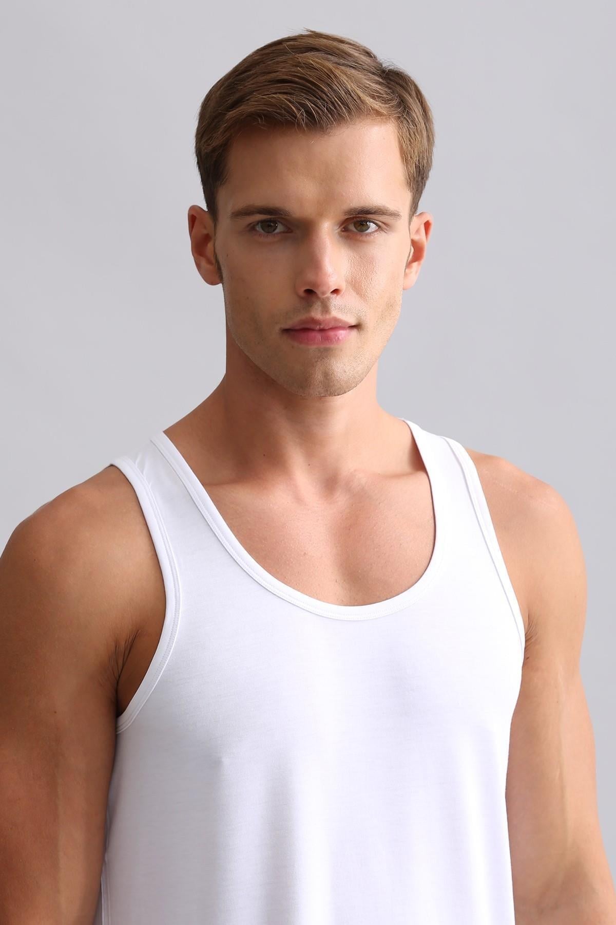 Mısırlı BAMBU ZEUS Regular Fit Basic Atlet / T-Shirt Beyaz