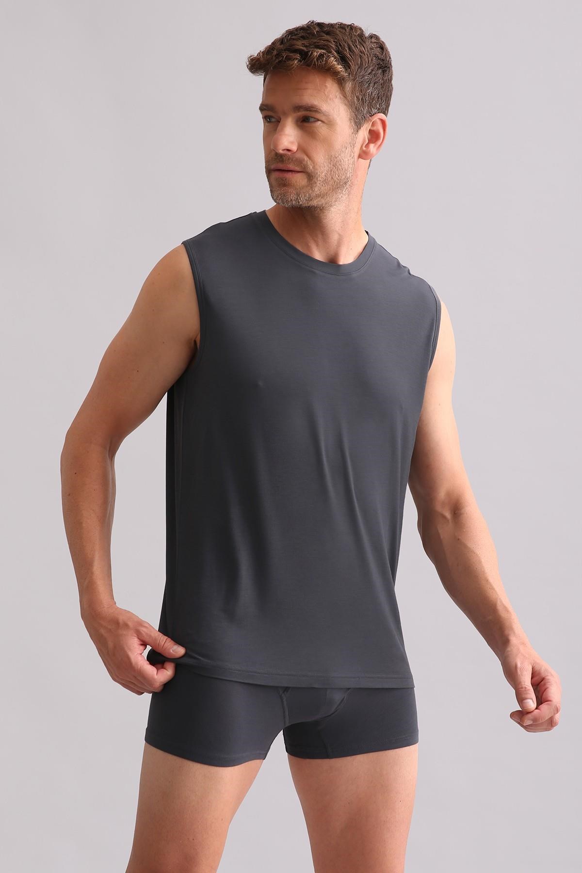 Mısırlı BAMBU ZEUS Regular Fit Bisiklet Yaka Sporcu Atlet / T-Shirt Antrasit