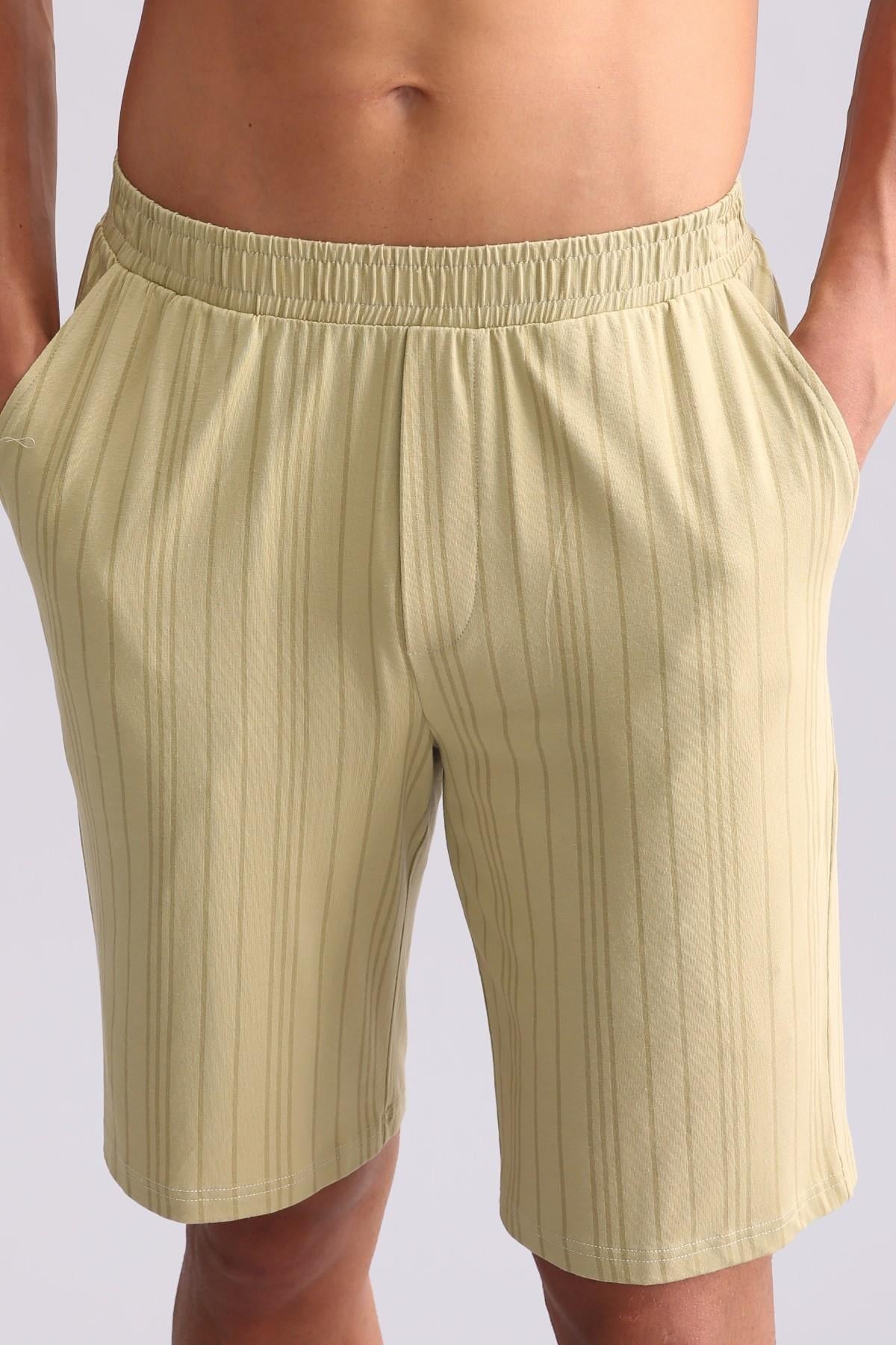 Mısırlı Erkek Bambu Pijama Şort Adaçayı Yeşili