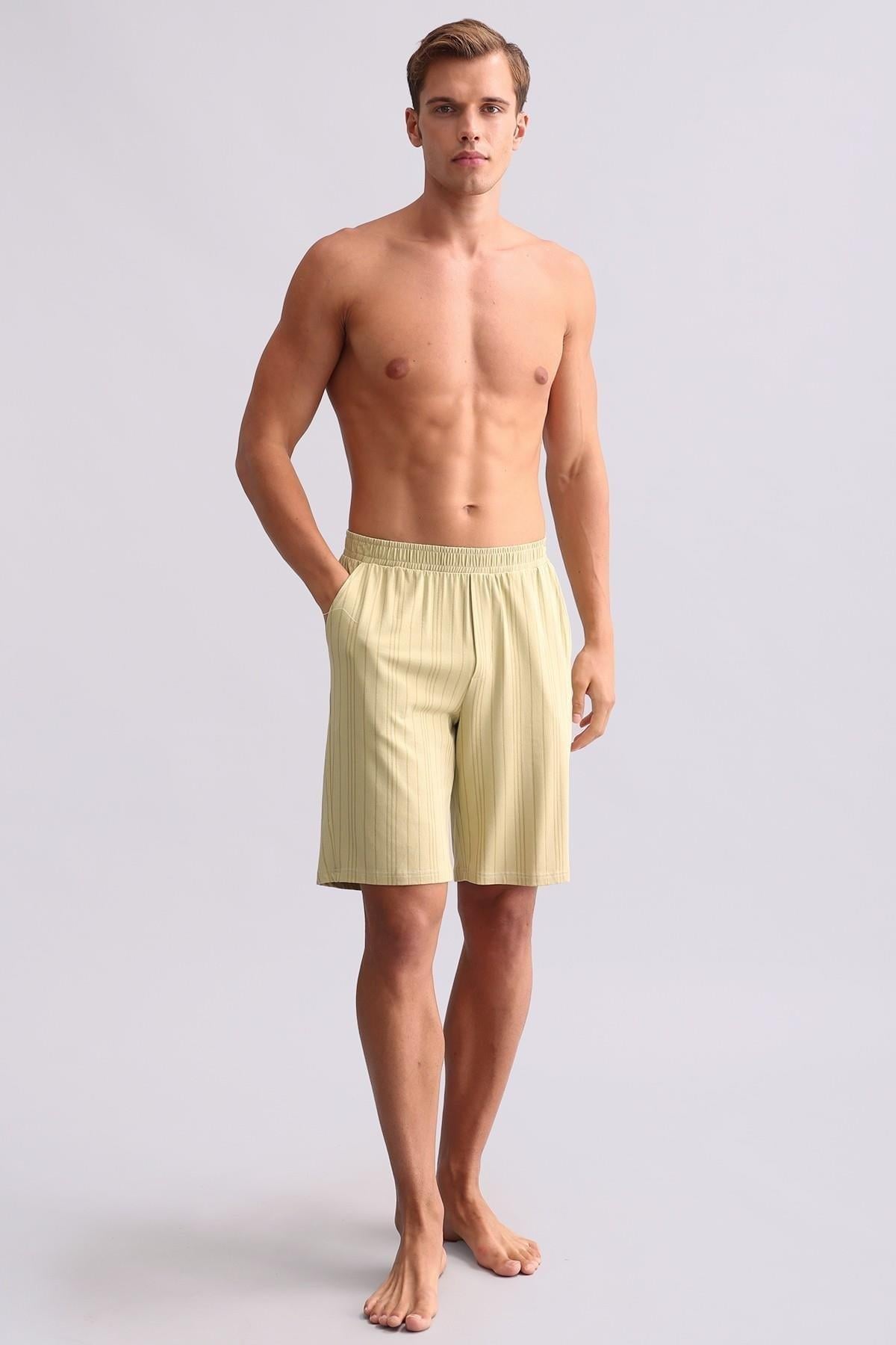 Mısırlı Erkek Bambu Pijama Şort Adaçayı Yeşili