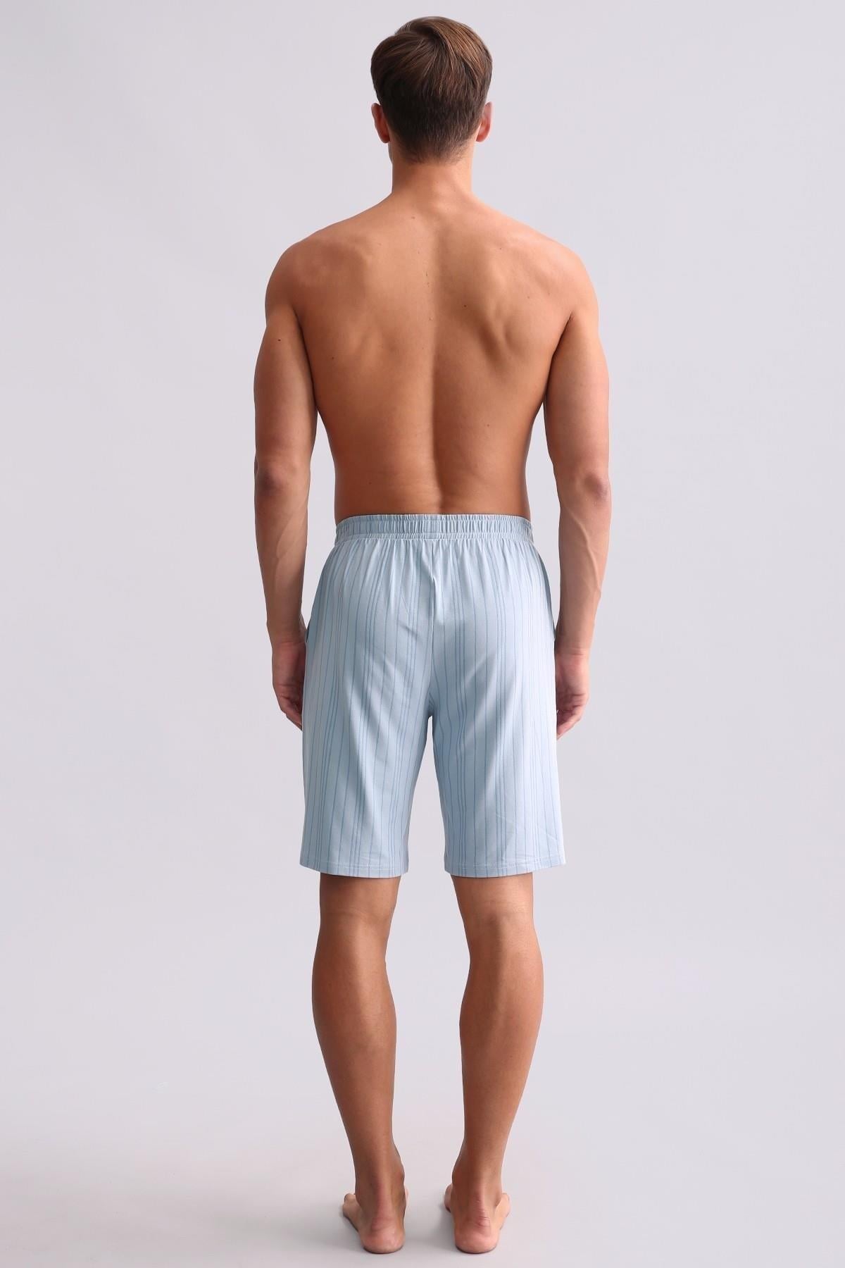 Mısırlı Erkek Bambu Pijama Şort Mavi