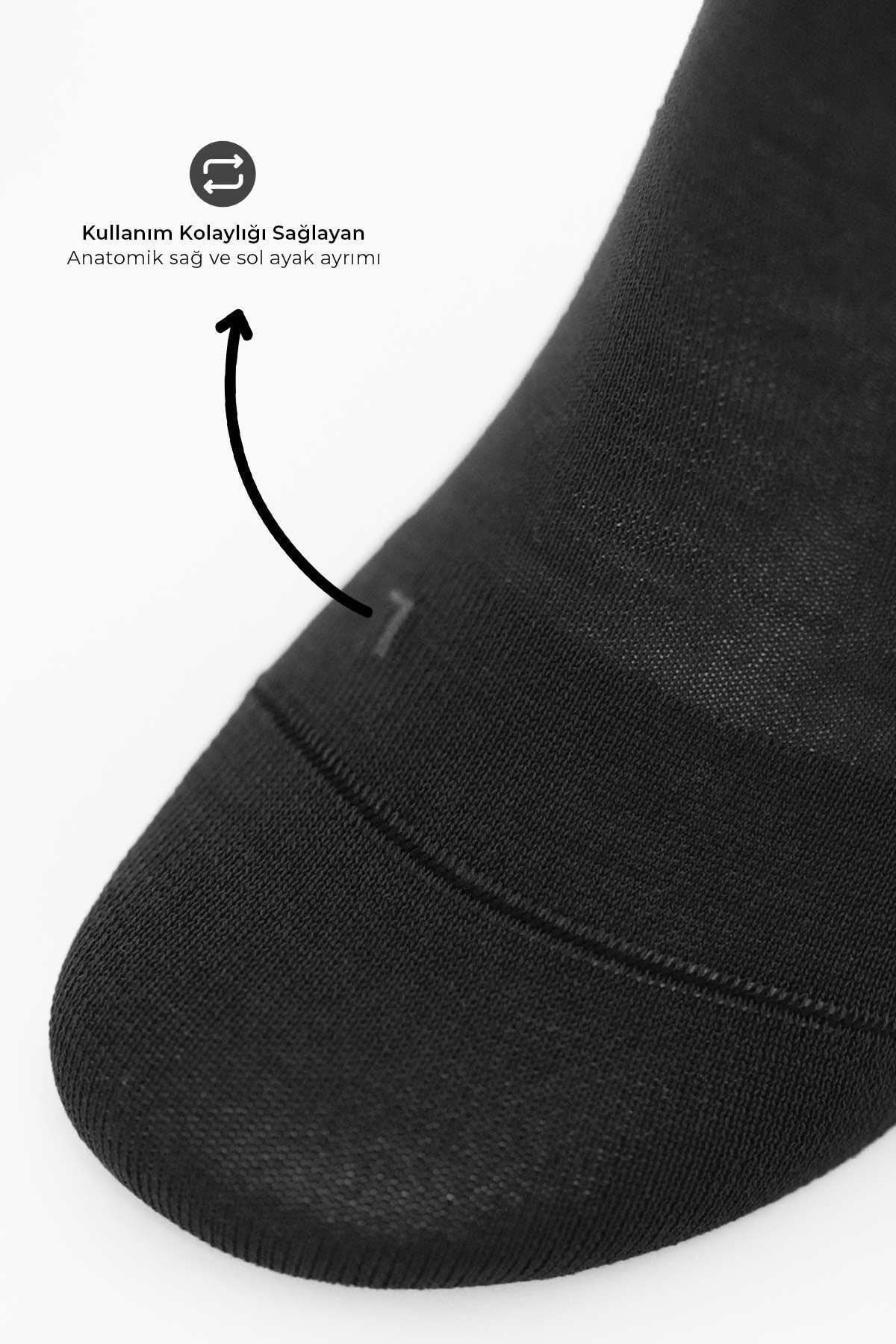 Mısırlı Erkek Merserize Ergonomik NAKIŞLI 6 Çift Süper İnce Soket Çorap Siyah