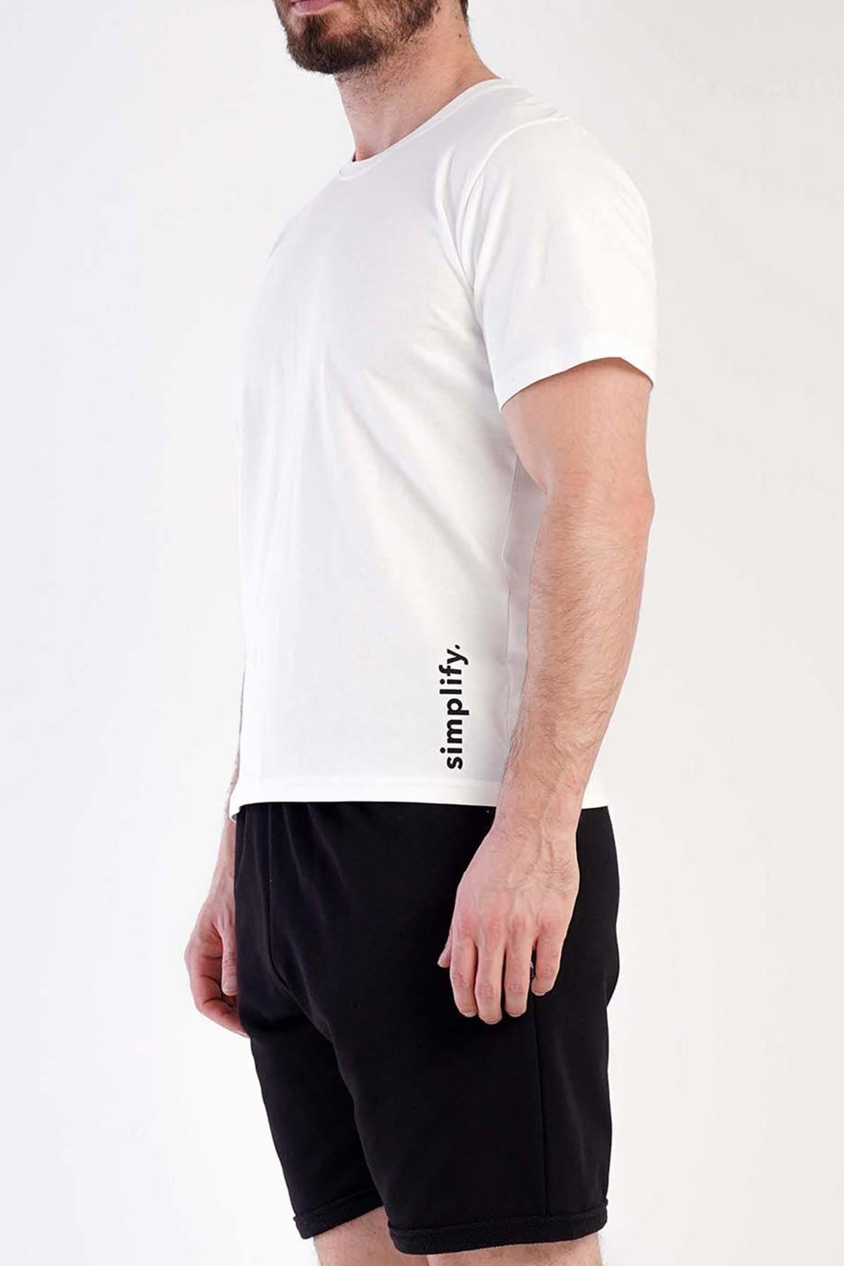 Mısırlı Erkek Pamuklu Kısa Kol Şort Pijama Takımı Beyaz