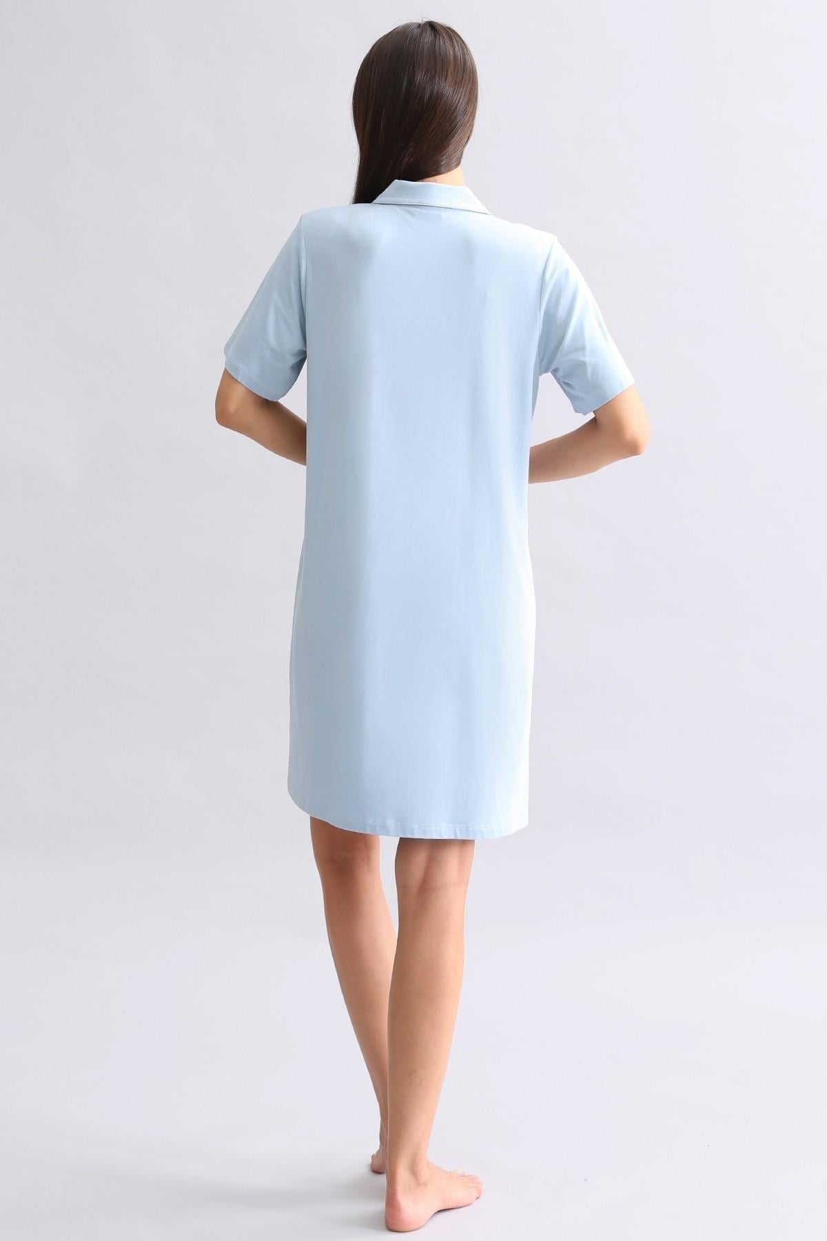 Mısırlı Kadın Bambu Gecelik Mavi