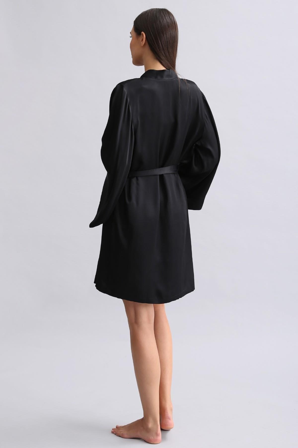 Mısırlı Kadın Bambu Sabahlık Siyah