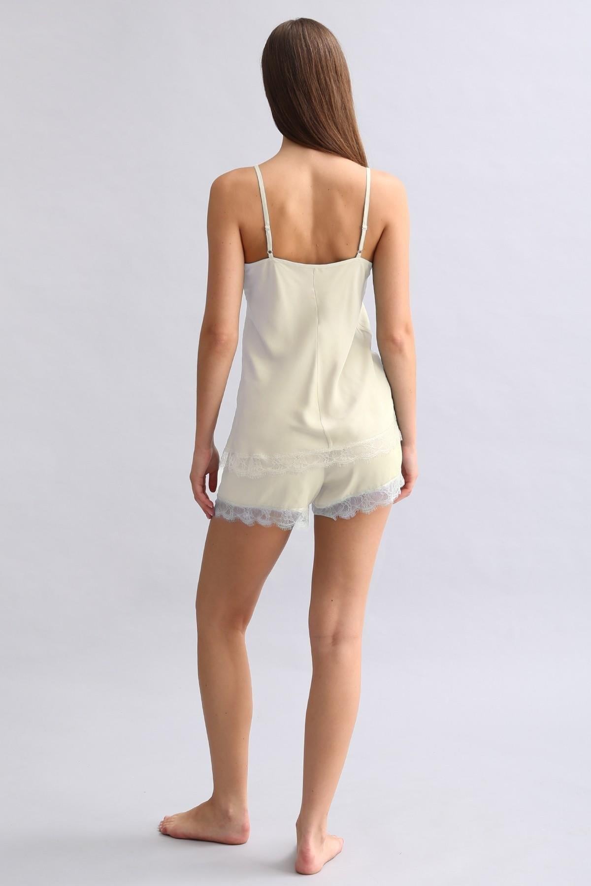 Mısırlı Kadın Bambu Şort Takımı Ekru