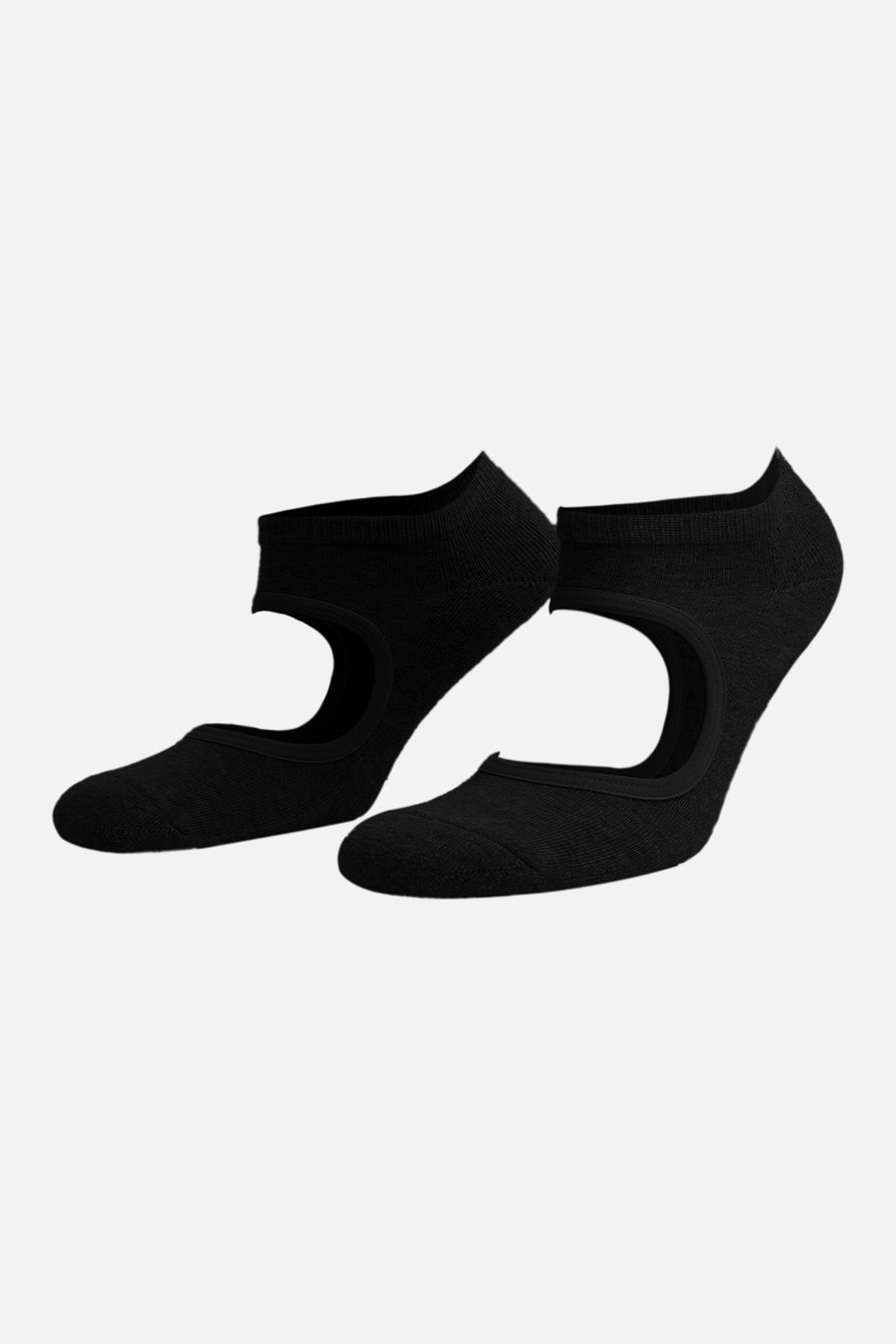 Mısırlı Kadın Kaydırmaz 2 Çift Pilates ve Yoga Çorabı Siyah